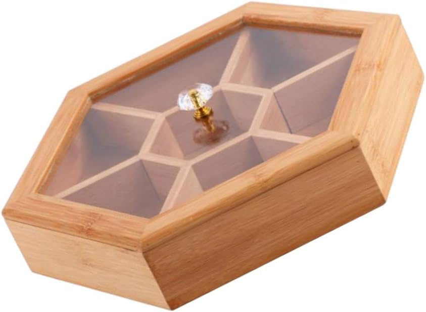 Garneck Handmade Wooden Jewelry Storage Box Lid Snack Dish Decorative Plate for Home
