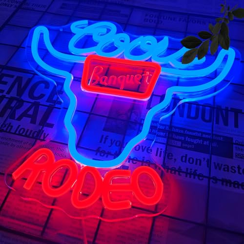 Image of Beer Neon Sign Dimmable Western Rodeo Neon Light Signs for Wall Decor Cowboy Neon Sign for Man Cave Home Bar Beer Club Pub Bistro