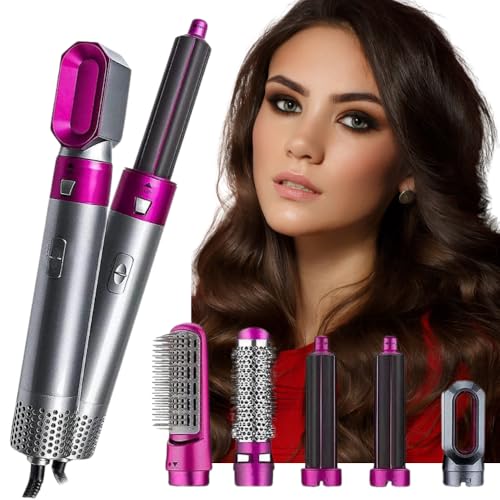 Image of Drumstone ๐๐ ๐๐๐๐ซ๐ฌ ๐๐๐ซ๐ซ๐๐ง๐ญ๐ฒ 5-in-1 Hot Air Brush Hair Dryer Styler - Detachable Rotating Electric Hair Dryer Brush for All Hair Types, Ceramic Coating, Frizz Control, Volume, Curl, Straighten (๐๐๐๐)