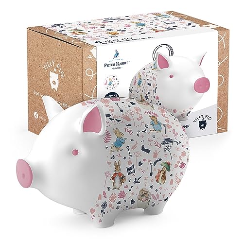 Tilly Pig Ceramic Kids Piggy Bank Beatrix Potter Peter Rabbit and Friends Pink Money Box