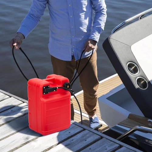6 Gallon Marine Fuel Tank, Portable Tank with Fuel Line & i-Shaped Handle, Boat Transfer Tank for Marine Boats, Yachts, Watercraft