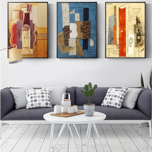 Toile de guitare abstraite Picasso pour raviver un mur blanc de salon