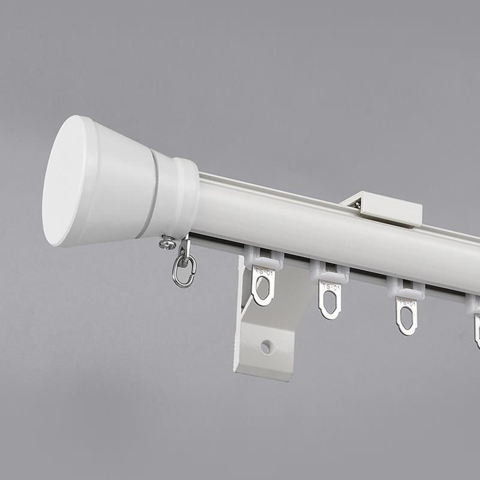 GLDYTVF White 2.5m (8.2ft) Curtain RailRound Single WallMounted Track for Smooth Sliding Shower & Bedroom Curtains Cuttable Rods with Fittings Easy Installation