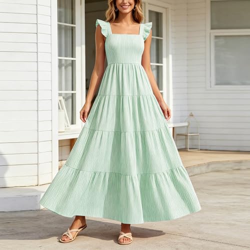 Vestido de playa sin mangas elegante maxivestido monocolor largo 3