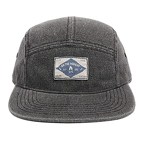 Croogo Five Panel Hats Flat Brim Vintage Dad Hat Baseball Hats For Men Women 90S Hat Black Hat 5 Panel Cotton Cap,Black-5P02 #TOP4