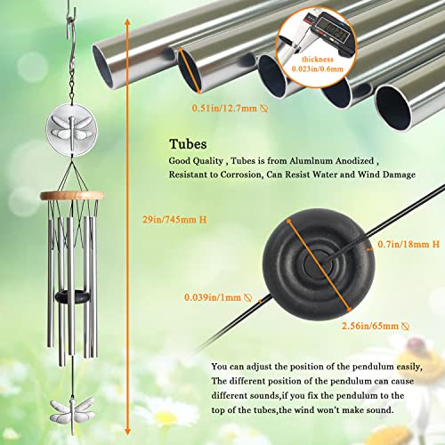 Gdniart Wind Chimes 29Inch Dragonfly Memorial Gift For Father,Mother And People You Loved Sympathy Wind Chime Wind Bells. Metal Zinc Alloy Outdoor Decor For Garden Patio Porch Yard, Home #TOP5