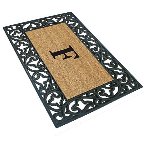 Nedia Home Acanthus Border With Rubber/Coir Doormat, 30 By 48-Inch, Monogrammed F #TOP1
