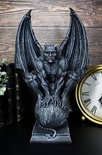 Estatua Lucifer Diablo Sobre Globo 11.75 pulg Alto miniatura 2
