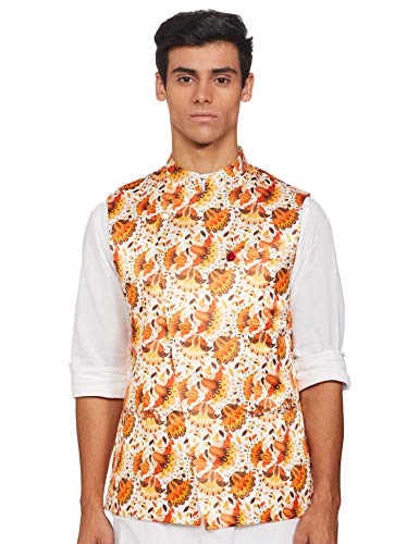 The Indian Garage Co Men's A-Line Coat (TIG-0720-WCT24-02_Orange White_Large)