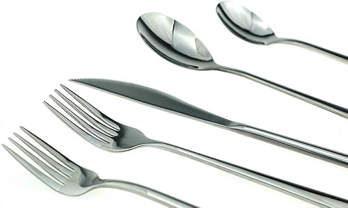 Miniatura 7 de JASHII SUS304 - Juego de cubiertos de acero inoxidable para el hogar, cocina, restaurante, hotel, pulido con espejo, juego de cubiertos de 20 piezas