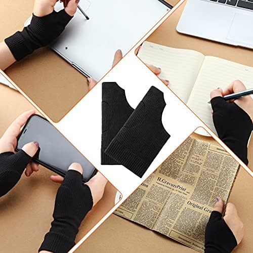 2 Pairs Thumb Compression Arthritis Gloves Gel Hand Wrist Support Gel Thumb Protect Support Thumb Arthritis Hand Wrist Brace for Sport Pain Relief Men and Women Fits Both Hands, L, Nude Color Black