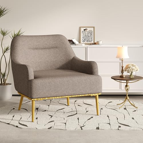 Sillón moderno Chenille Marrón miniatura 3