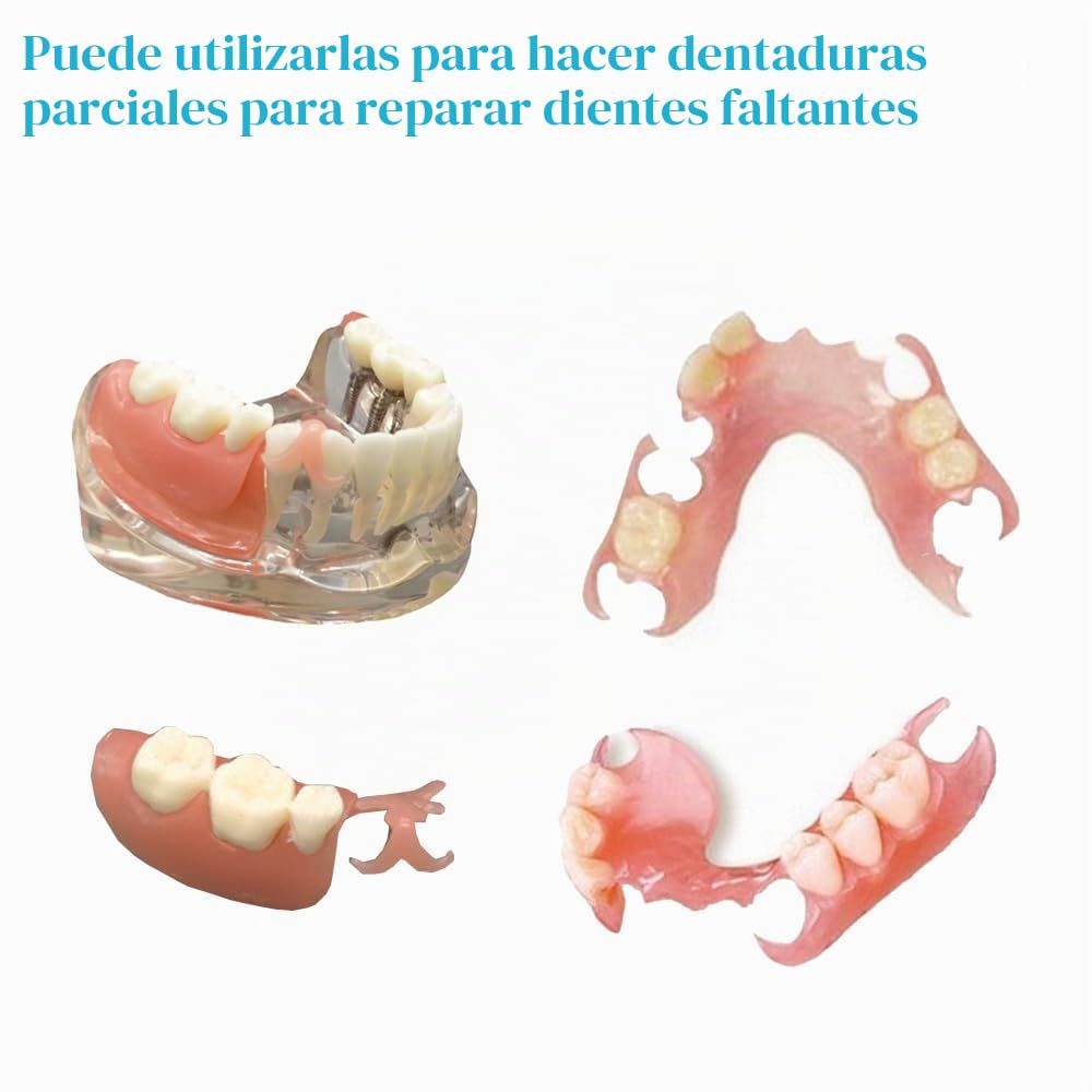 Kit de material de prótesis para reparar dientes perdidos o dientes falsos de dentadura completa (material de las encías y dientes falsos)