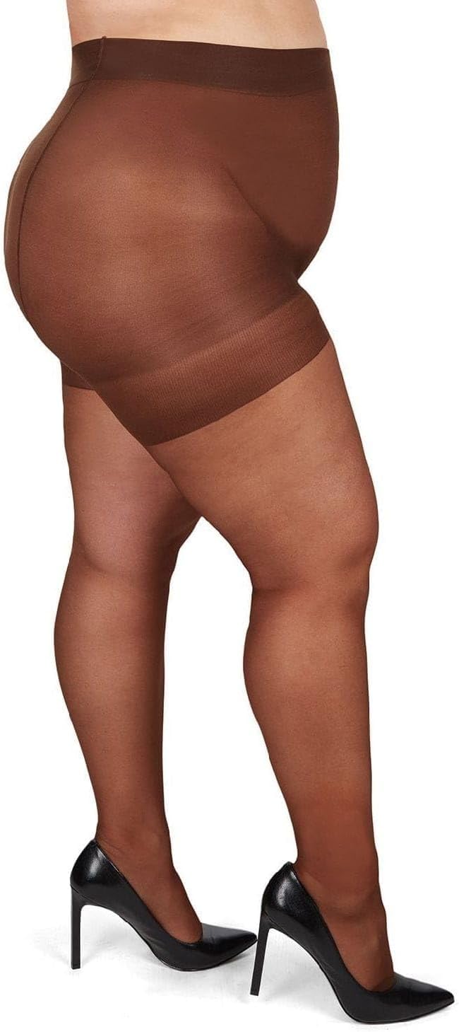 Plus Size Curvy Control Top Pantyhose for Women, Comfortable Silky Sheer Pantyhose, Lightweight Womens Stockings