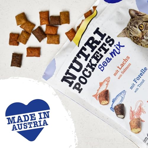 GimCat Nutri Pockets Sea Mix - Knuspriger Katzensnack mit cremiger Füllung und funktionalen Inhaltsstoffen - 1 Beutel (1 x 150 g)