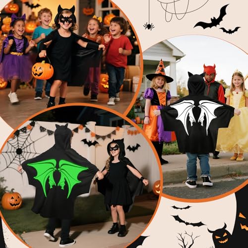 Disfraz infantil alas de murciélago negras brillantes miniatura 4