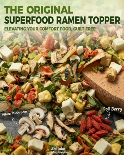 Image of Dried Ramen Toppings Vegetable Mix 14oz, Vegan 12-Veggie Mushrooms & Goji