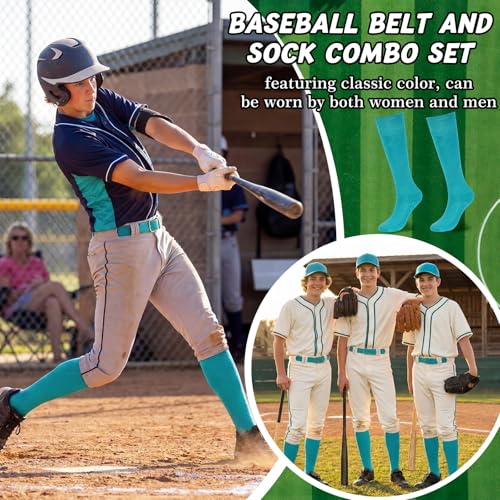 Image of Zhanmai Baseball Belt and Socks Combo, Adjustable Elastic Belt and Softball Socks, Multiple Sizes for Youth Boys Girls, Adult