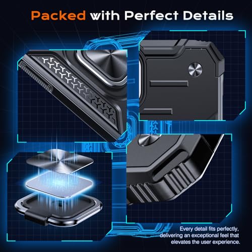 Image of Anqrp Heavy Duty Case for iPhone 16 Case with Enhanced Ring Holder Grip Stand, Military Grade Shockproof Rugged Drop Protective Silicone Hard Slim iPhone 16 Phone Case Cover, Matte Black