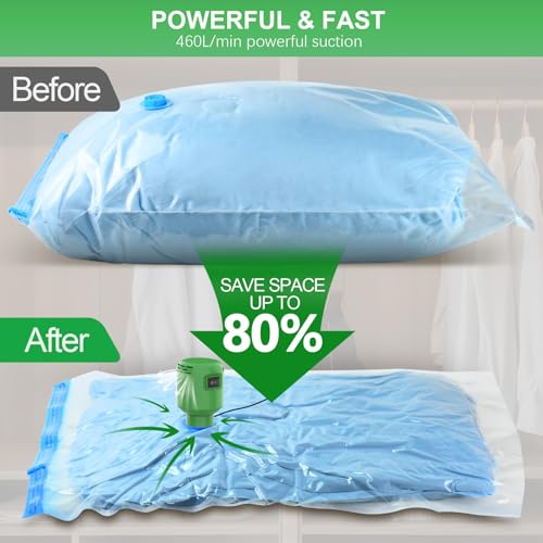 Image of Electric Pump for Vacuum Storage Bags, 55W 5000PA Portable Travel Vacuum Pump for Storage Bags, Green