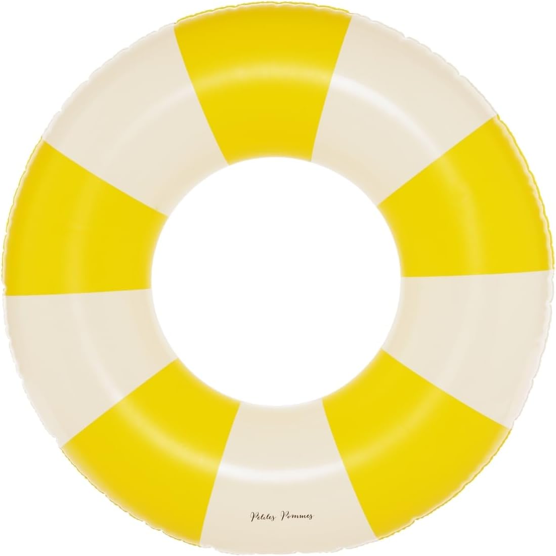 Petites Pommes Kids Float for Pool for Toddlers - Durable Inner Tube, Handprinted Classic Striped Design Striped Swim Rings, Soft Comfort Seaming, Packable Floats for Travel, Yellow, 24 inch
