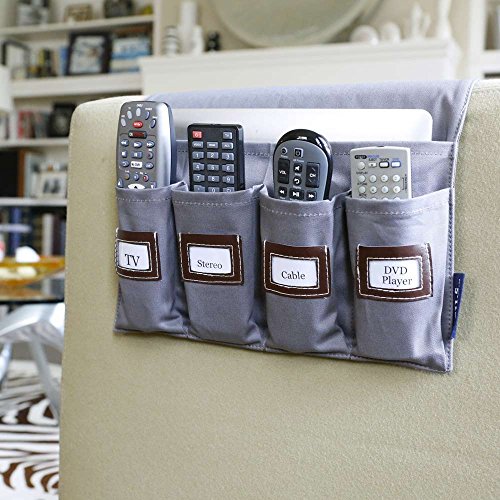 G.u.s. 5-Pocket Sofa Armrest Organizer With Custom Labels, Tv Remote Control Organizer Holder For Sofa Couch/Chair, Remote Caddy, Fits Remotes For Television, Speakers, Tv, Dvd Player, And More #TOP4