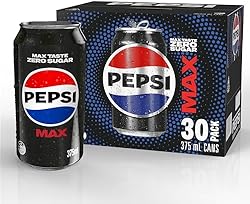 Pepsi Max Zero Sugar Cola Soft Drink, 30 x 375ml