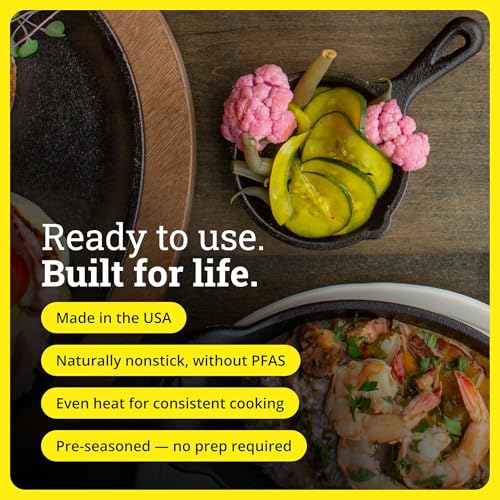 Image of Lodge Seasoned Cast Iron Skillet - PFAS-Free, Non-Toxic Cookware - Use with an Oven, Stove, Grill, or Campfire - Naturally Non-Stick & Oven Safe - 3.5 Inches