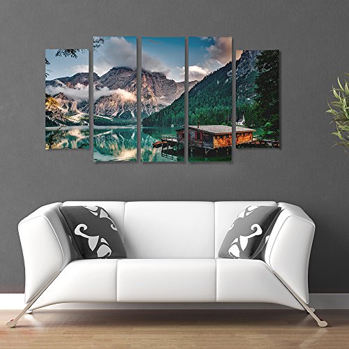 Feeby Quadro su Tela multipannello Lago di Braies