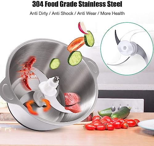 Image of 2L Stainless Steel Electric Chopper & Meat Grinder - Multi-Purpose Food Processor for Meat, Vegetables, Fruits, Nuts - 3 Blades, Easy to Clean, Home Kitchen Use