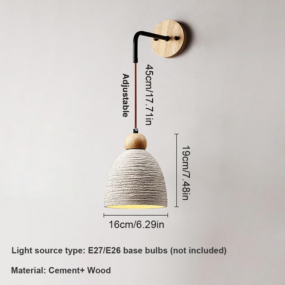 Aplique de Pared Cónico de Cemento Japonés, Lámpara Mural Vintage Ajustable Luz de Pared Estilo Rústico para Dormitorio Sala(2 Pack)