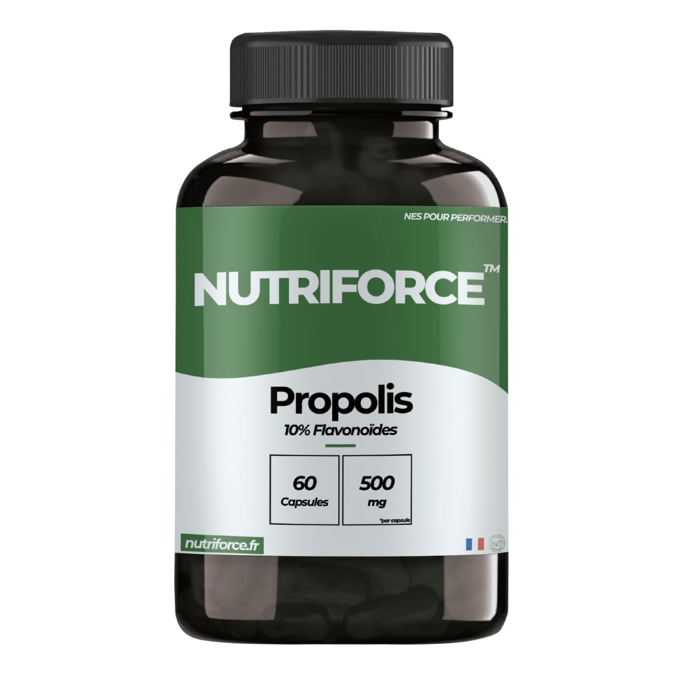 Propolis Pur 500mg – Haut, Halsschmerzen, Magengesundheit & Kopfhaut – Natürliches Antibiotikum der Bienen – 100% Vegan – 60 Kapseln (1-2 Monate) – Frankreich