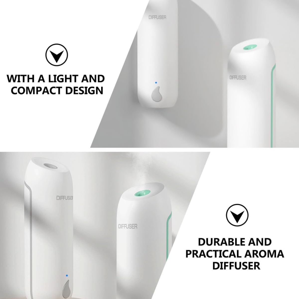 Diffusore di Aroma Automatico Timer per Bagno e Auto, Rimozione Odori, Duale da Parete e Desktop, Capacità 800ma in Pp Verde
