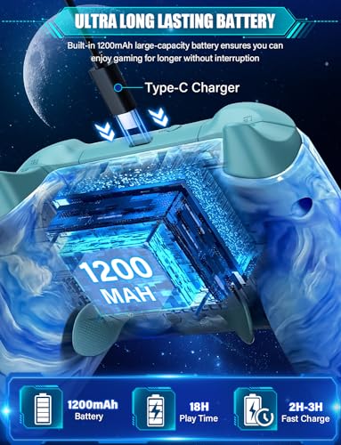 Image of Wireless Switch Controllers for Nitendo Switch /OLED /Lite, 1200mAh Switch Pro Controller with 10 Color Light Modes, Rechargeable Switch, Vibration Turbo Control, 6 Axis Gyroscope, Turbo,