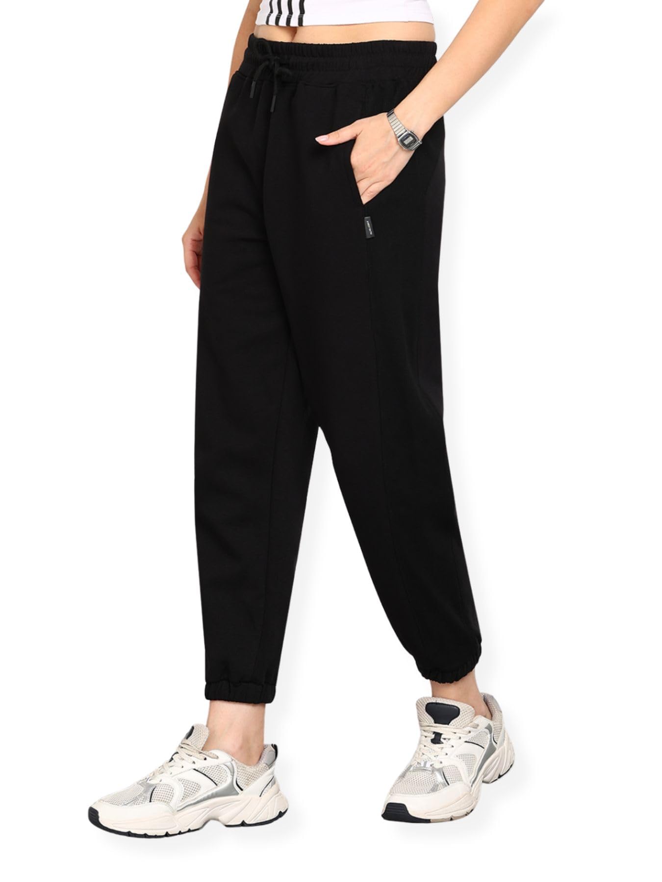 alan jones clothing Women's Fleece Solid Joggers Trackpant | Cotton Blend Sweatpants with Drawstring & Side Pockets | Soft Winter Wear Regular Fit-picture-14