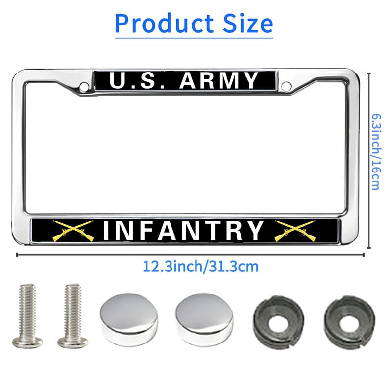 Image of US Army Infantry License Plate Frame for Independence Day US Army Infantry Scratch-Resistant License Plate Frame Army Infantry Pride License Plate Frame Spiritual Gift for Infantry Solider