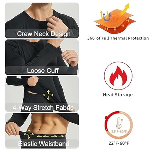 ملابس داخلية حرارية مريحة طويلة للرجال من ماكسمانا سيكريت، طقم ملابس حرارية أساسية من سروال وتيشيرت، بيجامة بأكمام طويلة للتزلج والمشي والرياضات الخارجية