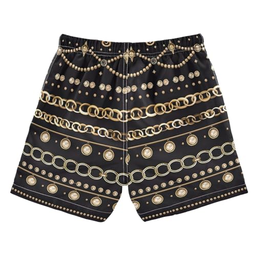 OREZI Boys Swim Shorts Illustration Seamless Gold Jewelry Bathing Suit2