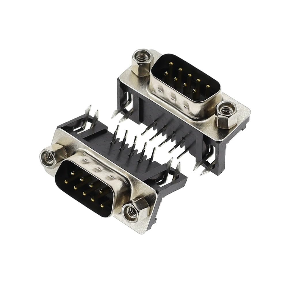 TSIOHKBS 100PCS DB9 Female Male PCB D-Sub 9Pin PCB Connector RS232 Connector 90-Degree Bent Needle DR9 (100pcs Male)
