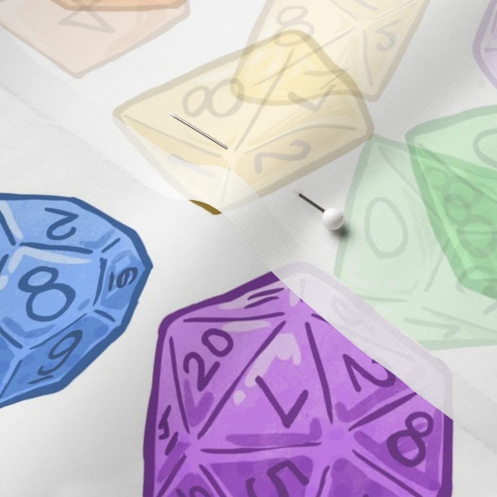 Spoonflower Fabric - Rainbow Dice White LGBT Geek Pride Nerd Game Abstract Printed on Chiffon Fabric by The Yard - Sewing Fashion Apparel Dresses Home Decor