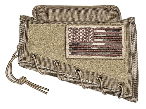 M1SURPLUS Tan Color Cheek Rest Stock Pad + Multicam USA Flag Patch Fits Marlin Model 22 1895 336 39A 60 795 XT Series Rifle