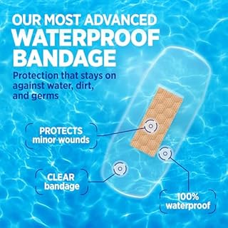 BAND-AID Brand Clear Waterproof Adhesive Bandages, Sterile First-Aid for Minor Wounds, Cuts & Scrapes, Clear Bandages with a Quilt-Aid Pad to Cushion Wounds, Assorted Sizes, 60 ct