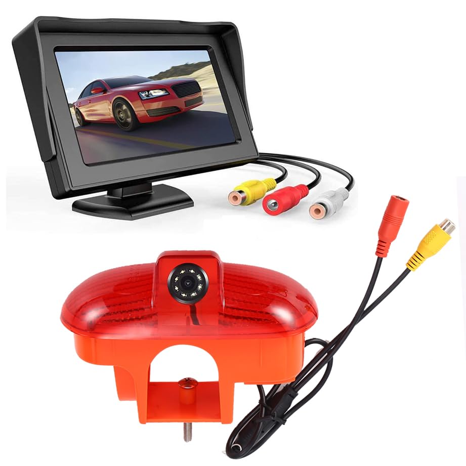 HD Reversing Camera with 4.3 Inch LCD Monitor Replacement for Vauxhall Opel Movano Kipper Combi X70 MK/Movano A/Renault Master Kasten lI/Mascott/Fiat Scudo/Citroen Jumpy/Peugeot Expert 224 222 VF3