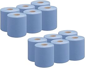 12 X Value Pack Blue Centrefeed Rolls | 2 Ply Tissue Paper Roll for Cleaning and Drying Surfaces | Strong & Absorbent Kitchen Rolls for Catering, Garages, Workshops and Industrial Use