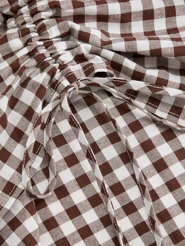 CIDER Skirts for Women Gingham Maxi Skirt Plaid A Line Mid Waist Drawstring Ruffle Hem Long Skirt Casual4