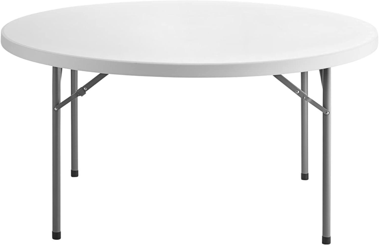 5ft FLDTBL Commercial Round Table, 60" Diameter, White, 8 Seating Capacity, Plastic, Foldable, Indoor/Outdoor