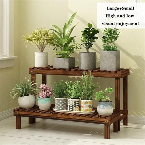 Recipientes para plantas suculentas, macetas decorativas de suelo, gran capacidad de carga, soporte de madera de múltiples niveles para flores para balcón y taburete para plantas de interior