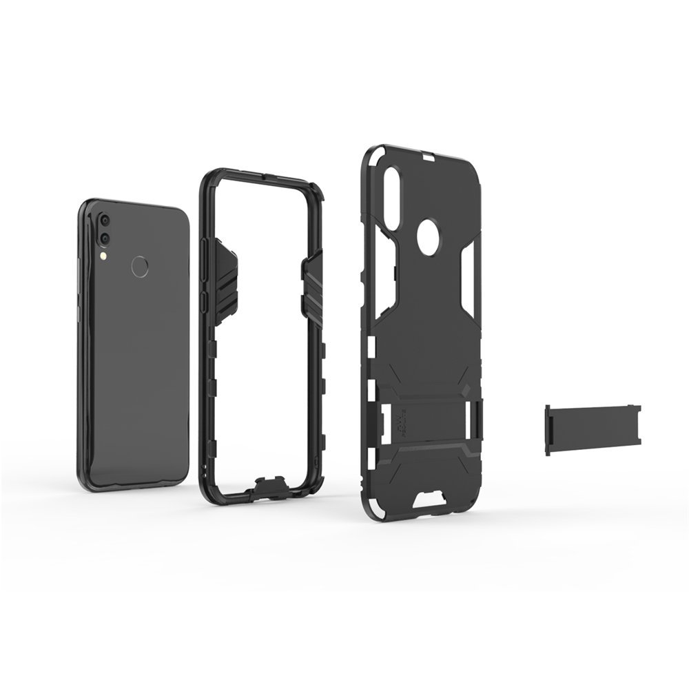 CHcase Huawei Honor Play Custodia, 2 in 1 Armour Stile Resistente Hybrid Dual Layer Armatura Defender PC + TPU Case Cover con Supporto Magnetico per Auto per Huawei Honor Play -Red