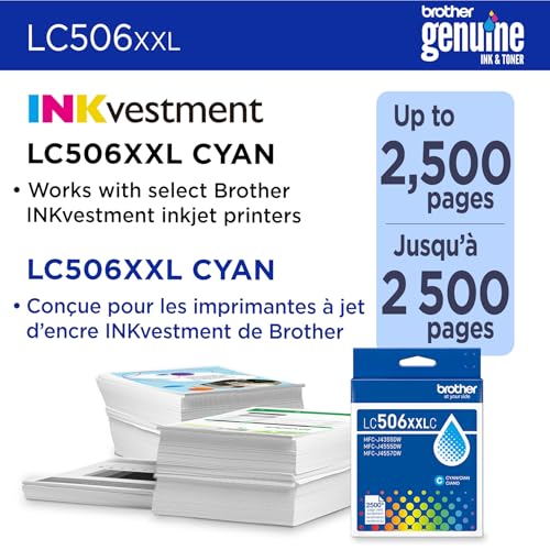 Image of Brother Genuine LC506XXLC Super High Yield Cyan Ink Cartridge (for use INKvestment 4355, 4555, and 4557 Printers)
