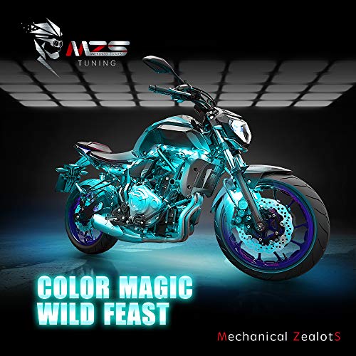 image for MZS 8Pcs Motorcycle LED Light Kit, Multi-Color Neon RGB Strips LED Und